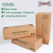 Poopbag de sacs à déchets d&#39;animal familier de chien avec l&#39;ensemble de serviette de merde de disposition de distributeur